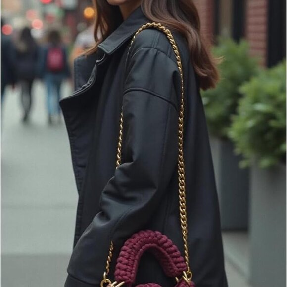 Eco-Conscious Boho Crossbody Bag - Woven Design with Elegant Tassels & Chain - Picture 9 of 9